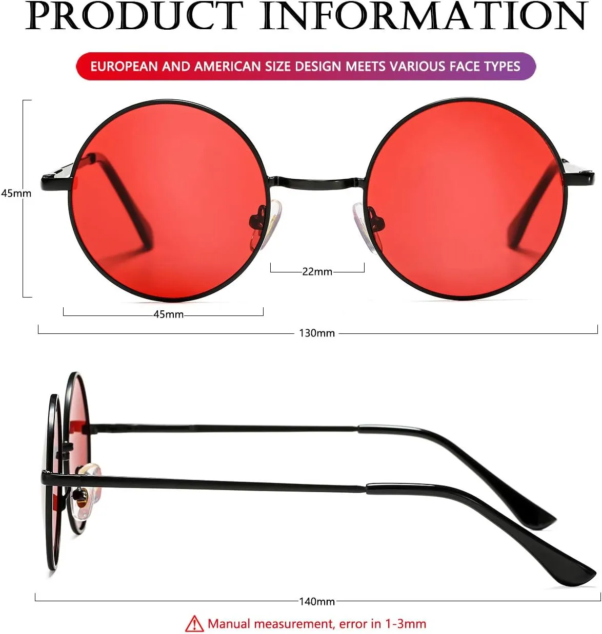 AIEYEZO Round Lennon Glasses Round Polarized Sunglasses for Women Men Small Circle Sunnies