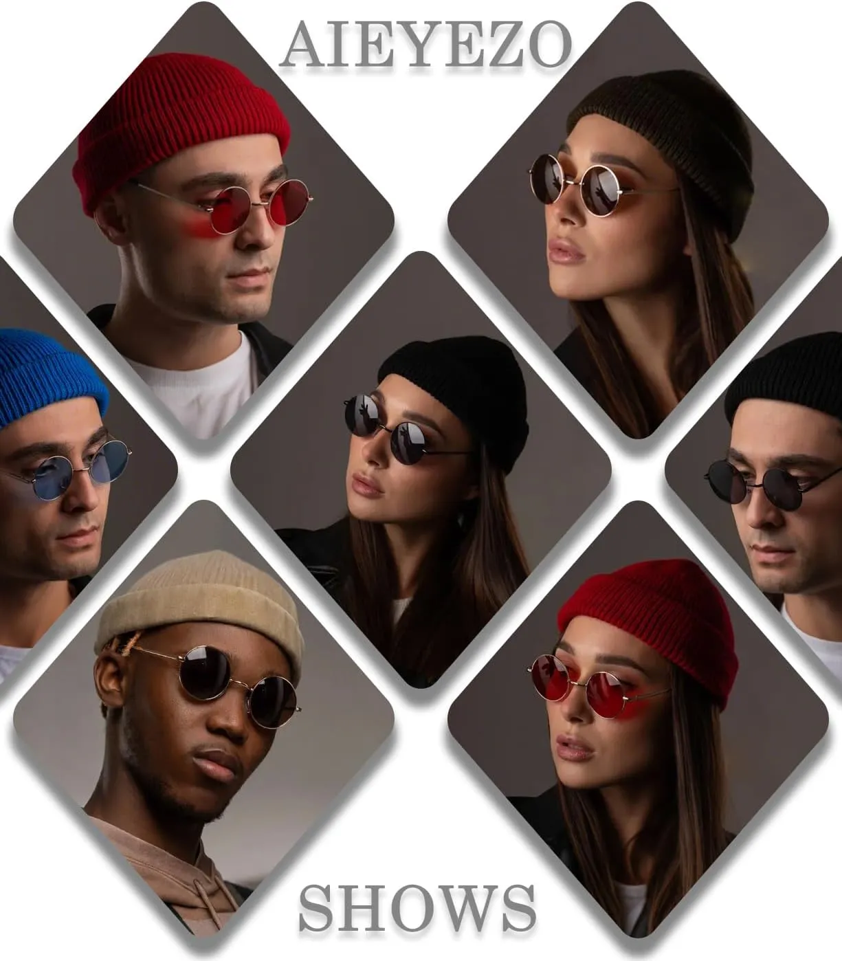 AIEYEZO Round Lennon Glasses Round Polarized Sunglasses for Women Men Small Circle Sunnies