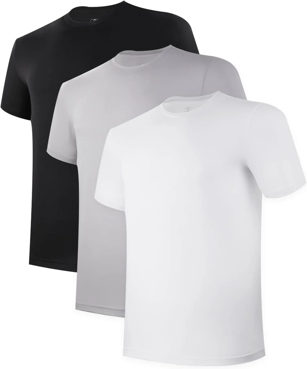 BAMBOO COOL Men's Undershirts Moisture-Wicking Tees Stretch Crew Neck Soft T-Shirts for Men,3 or 5 Pack