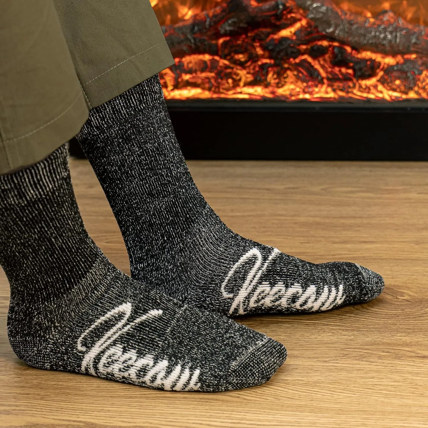 KEECOW Merino Wool Crew Socks For Men & Women, Thermal, Warm, Winter, Cushion, Hiking, Working, Running, 3 Pairs