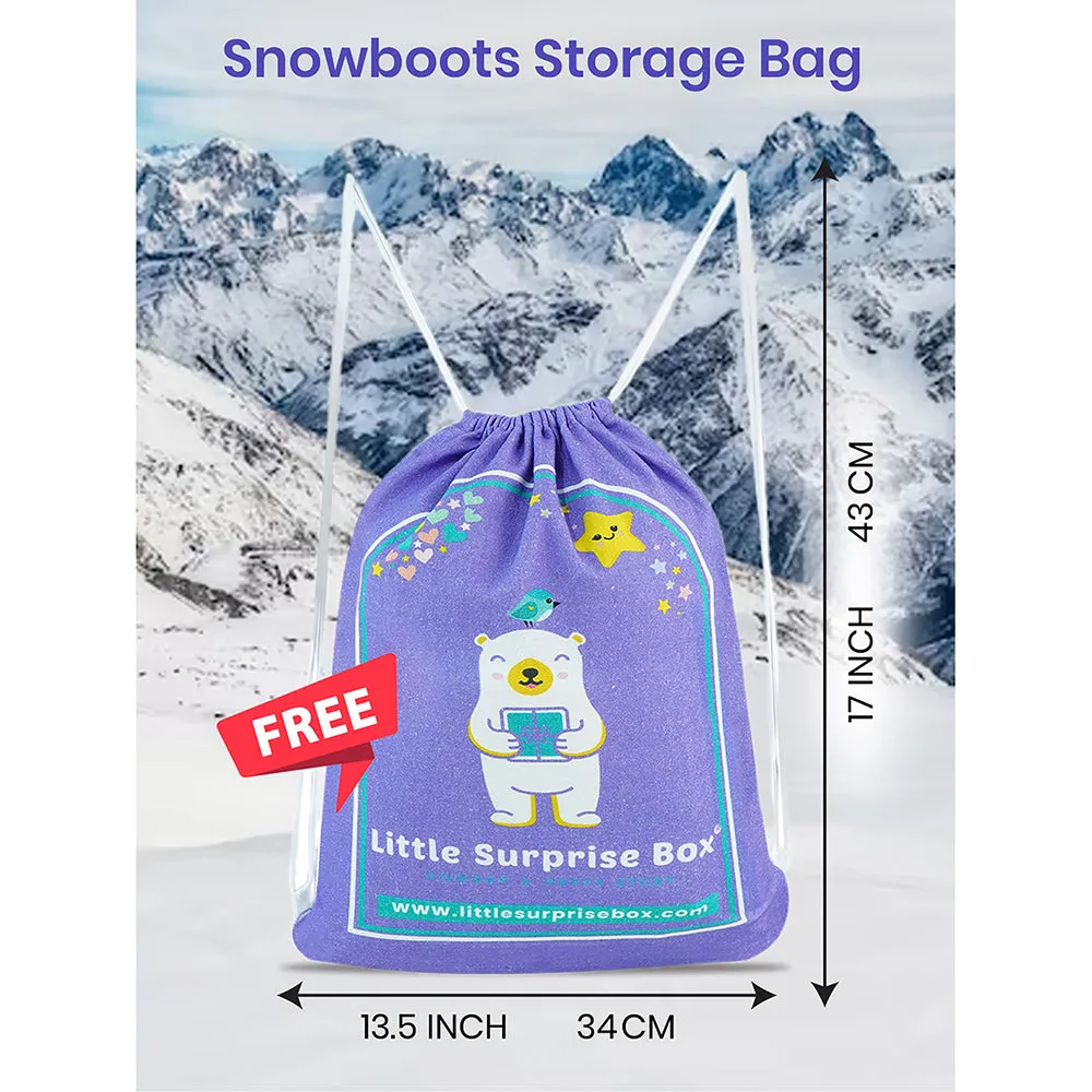 Little Surprise Box, Purple Snowflake Waterproof Winter Snow Boots for Kids for Minus Degree Temperature