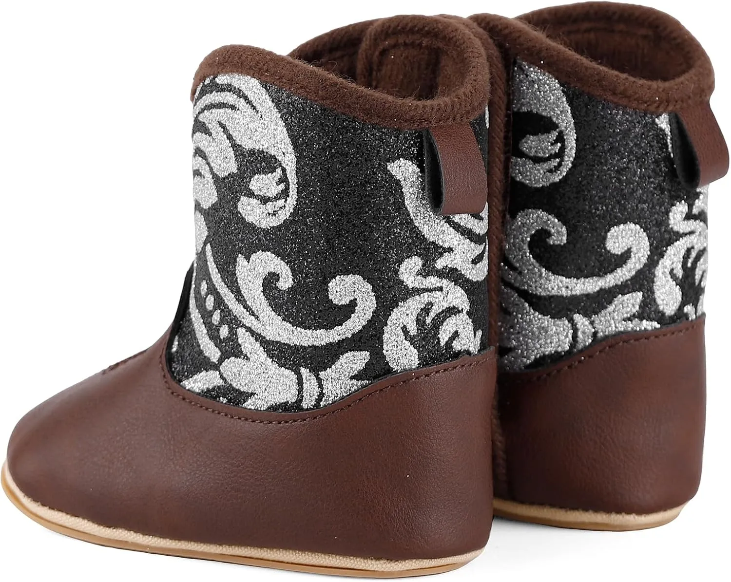 MK MATT KEELY Leather Western Boots Cowboy Bootie Soft Sole Non-Slip Crib Shoes for Baby Infant Toddler Girls Boys Newborn