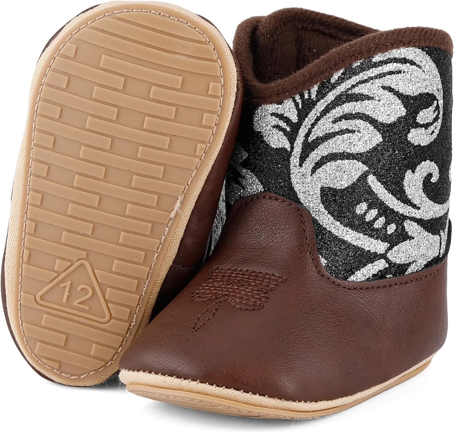 MK MATT KEELY Leather Western Boots Cowboy Bootie Soft Sole Non-Slip Crib Shoes for Baby Infant Toddler Girls Boys Newborn